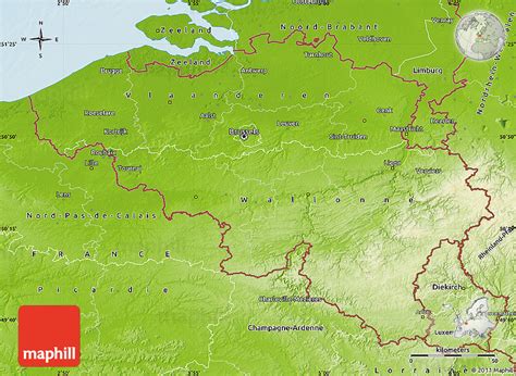 Physical Map of Belgium