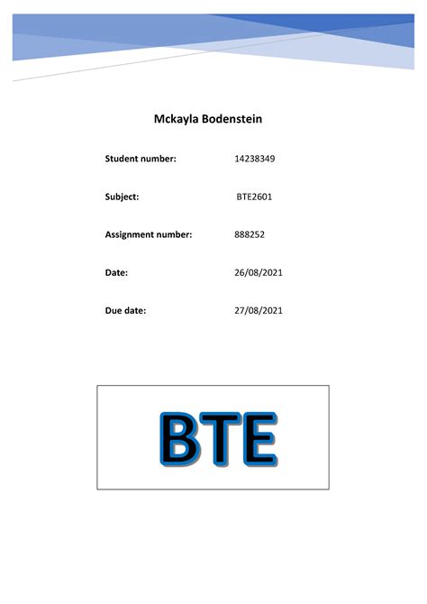 Bte Assigment 4 Assignment Mckayla Bodenstein Student Number