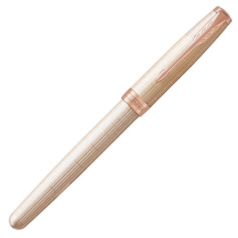 Parker Sonnet Fountain Pen - Chiselled Silver Pink Gold Trim with Solid ...