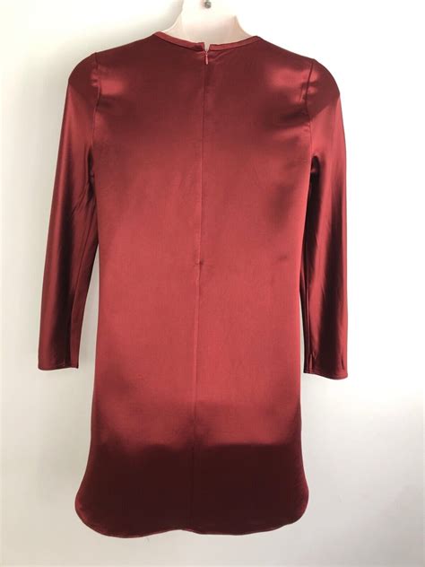 Witchery Womens Tunic Dress Size 12 Burgundy Long Sleeve Satin Lined Ebay