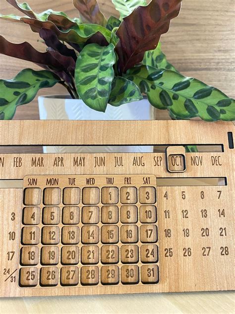 Perpetual Calendar Desk Calendar Personalized Custom Wooden Calendar