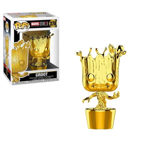 Marvel Funko Pop Vinyl Figure Gold Chrome Baby Groot 889698335140 Ebay