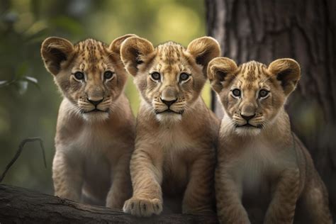 Three cute lion cubs. . 22398381 Stock Photo at Vecteezy