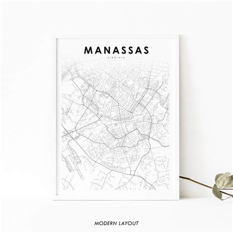 Manassas VA Map Print, Virginia USA Map Art Poster, Montgomery County ...