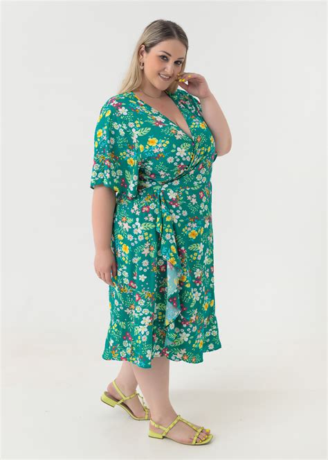 Vestido Transpassado Plus Size Feminino Estilo Pr Prio Moda Feminina