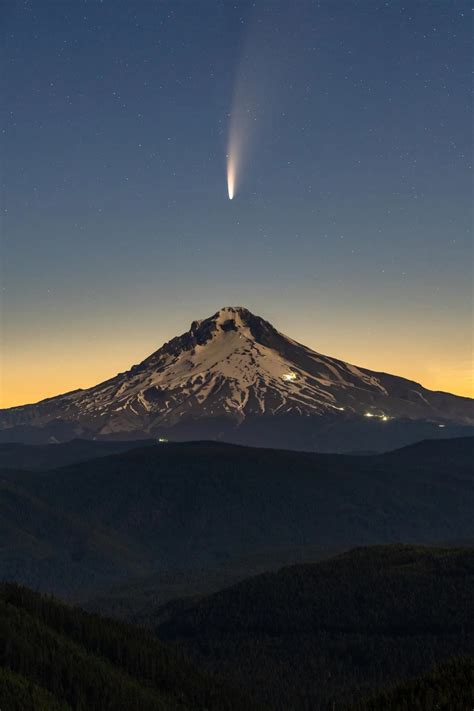 Bright Comet NEOWISE Captured Shooting Above Mount Hood By Photographer