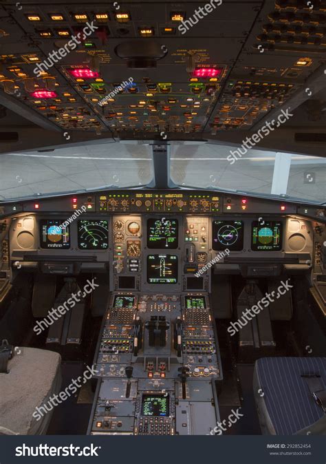 Airbus A330 Airplanes Cockpit Frontoverhead Pedestrian Stock Photo ...