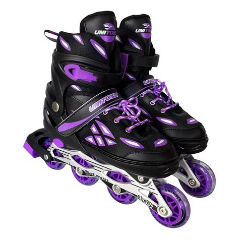 Patins Inline Roller 37 40 Semi Profissional Roxo Ajustavel Unitoys