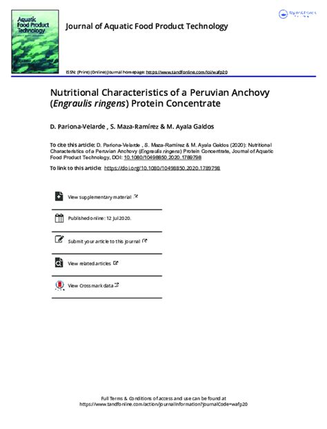 Pdf Nutritional Characteristics Of A Peruvian Anchovy Engraulis