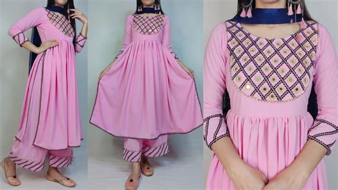 Naira Style Gathering Slits Kurti Cutting Trendy Frock Cutting And