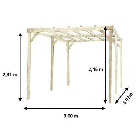 Carport en pin traité autoclave Habrita CAR3051A2 surface 15m2