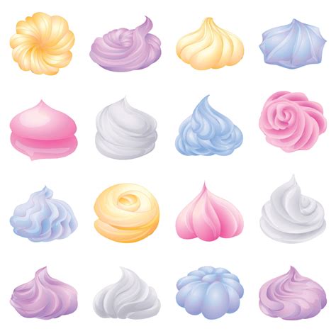 Meringue Icons Set Cartoon Vector Bakery Cake 8648805 Vector Art At