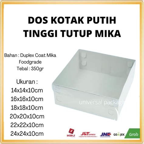 Jual 10 PCS Dus DUPLEX KOTAK PUTIH TUTUP MIKA Tinggi 10 Cm Box