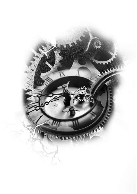 roman watch in gears of clock half dot work tattoo design | Watch tattoo design, Clock tattoo ...