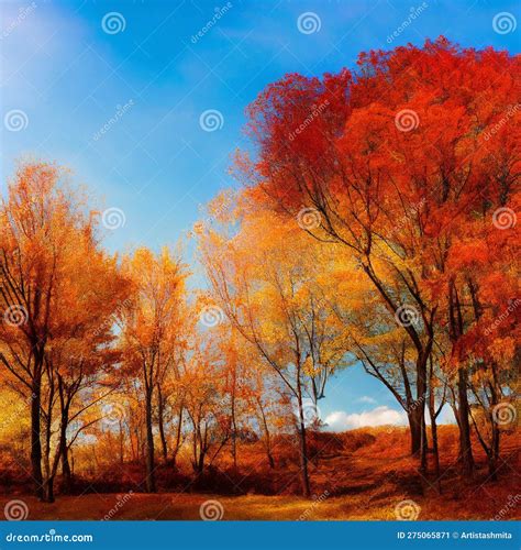 Fall Color Trees, Forests and Garden Stock Illustration - Illustration ...