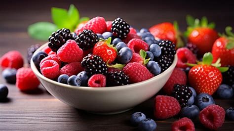 Premium AI Image | A bowl of colorful and nutritious mixed berries a burst of vitamins and ...