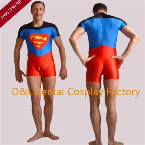 Free Shipping Dhl Red And Blue Multicolor Lycra Spandex Superman Costume Zentai Leotard