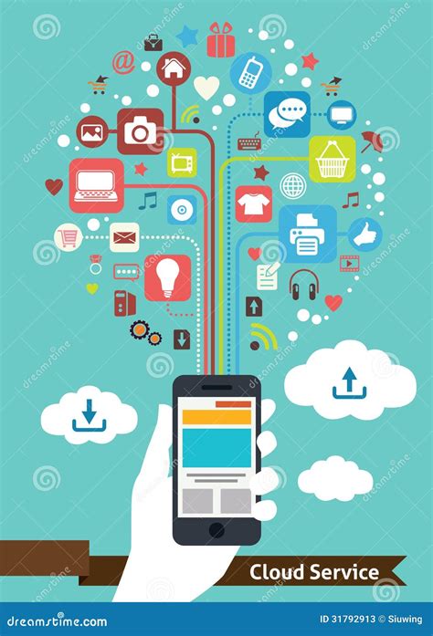 Cloud Service Technology Isometric Flowchart Vector Illustration