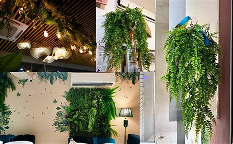 2pcs Artificial Persian Fern Hanging Plants Fake Boston Ferns Faux