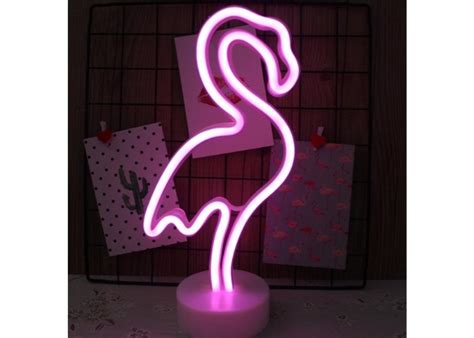 Pembe Flamingo Model Neon Led Işıklı Masa Lambası Dekoratif Aydınlatma