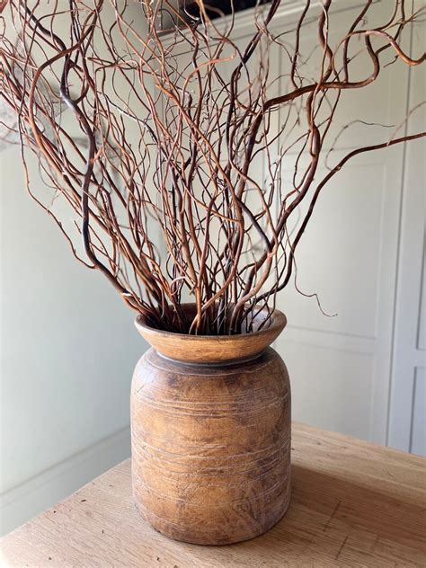 Rustic Clay Vase With Stripe Detail Natural Earthy Brown Etsy Uk