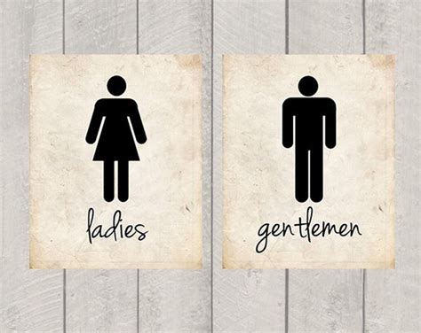 Bathroom Art Ladies And Gentlemen Print 5x7 Or 8x10