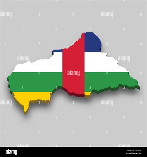 3d Isometric Map Of Central African Republic With National Flag Vector