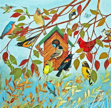 Original Painting Migrating Birds And Birdhouse By TheCoastalSoul 500 00