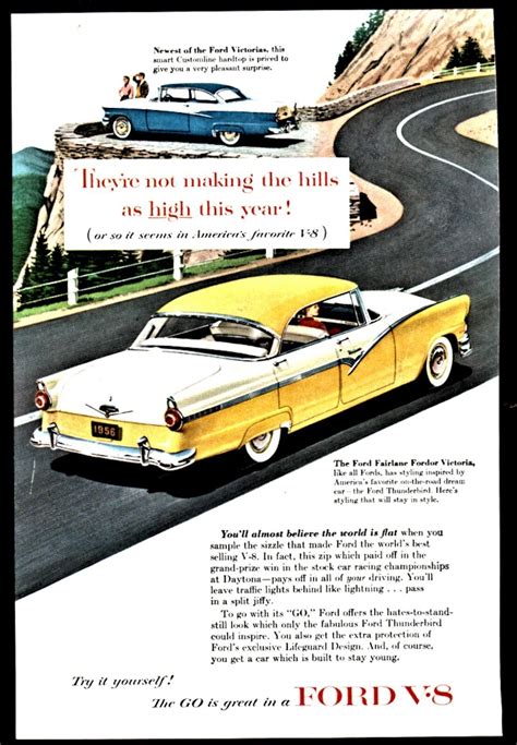 Ford Fairlane Fordor Victoria Classic Yellow White S Fifties