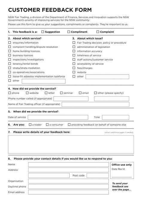 Printable Free 14 Feedback Review Forms In Pdf Ms Word Customer