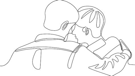 Premium Vector One Line Drawing Of Man Hugging Him Self Vector