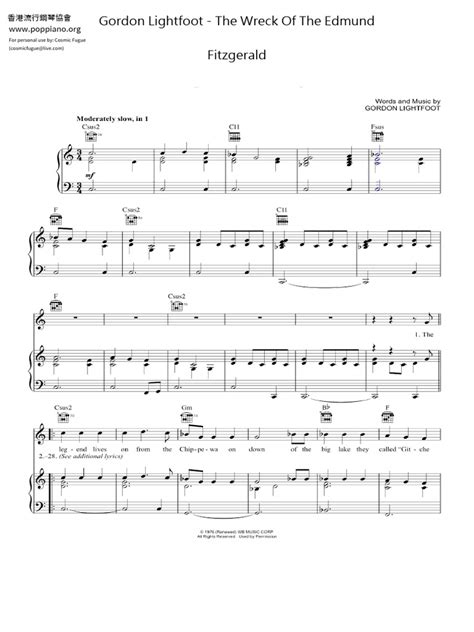 Wreck of The Edmond Fitzgerald - Gordon Lightfoot | PDF