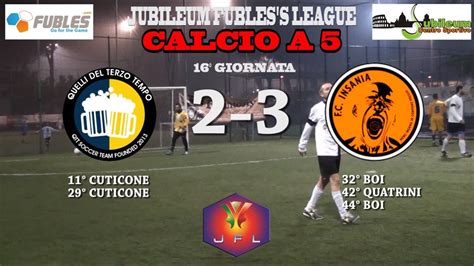 Jubileum Fubles S League Ca Giornata Quelli Del Terzo Tempo