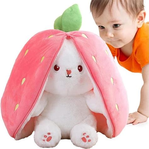 18 CM Lapins À Cache Cache Lapin en Peluche Carotte Fraise De Pâques