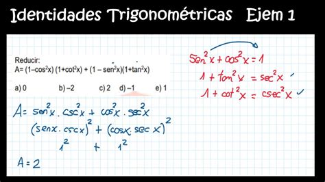 Trigonometr A Identidades Trigonom Tricas Ejemplos Youtube