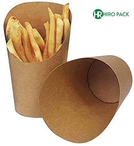 Hiro Manufactured Food Cones With Dip Pocket Disposable Kraft Paper