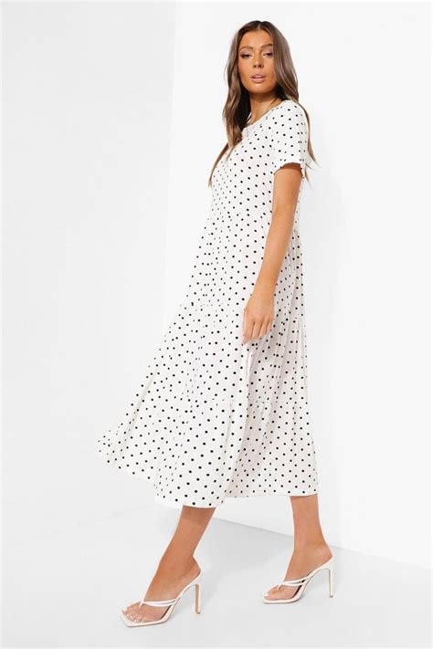 Polka Dot Smock Maxi Dress Boohoo