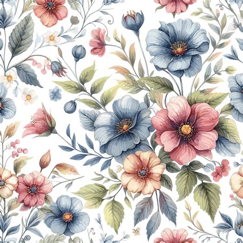 Premium Vector Floral Watercolor Seamless Pattern