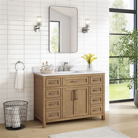 Shop allen + roth Connery Oak 48-in Vanity and Faucet Bundle at Lowes.com