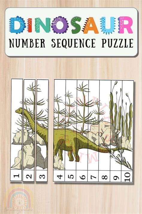 Dinosaur Number Sequence Puzzle Dinosaur Activity Busy Book Printable