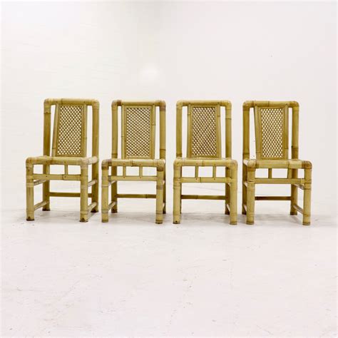 set   mid century modern bamboo dining chairs  tropicalist style
