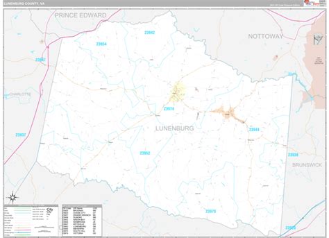 Lunenburg County, VA Wall Map Premium Style by MarketMAPS - MapSales