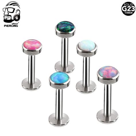 Pc Mm G Titanium Opal Lip Rings Internal Thread Stud Rings