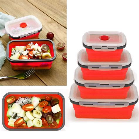 Silicone Collapsible Containers Pack To 4 Reusable Collapsible Food