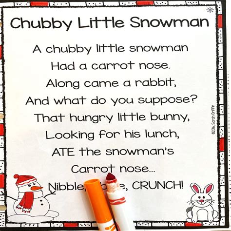 Chubby Little Snowman Poem for Kids - Little Learning Corner