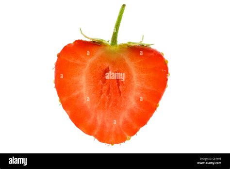 Cross Section Of A Strawberry Isolated On White Stock Photo Alamy