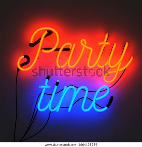 Party Time Neon Sign Mockup Free Stock Illustration 1664138254