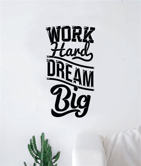 Work Hard Dream Big V2 Quote Wall Decal Sticker Bedroom Room Art Vinyl