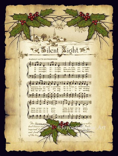 Items Similar To Printable Christmas Card Silent Night Parchment