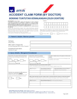 Fillable Online Personal Accident Claim Form Zurich Malaysia Fax